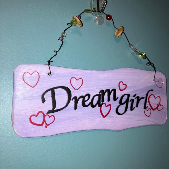 Dream girl hanging sign with hearts Y2K decor girly romantic coquette boho indie - Picture 3 of 5